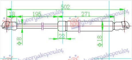 Amortizues (një) për derën e bagazhit 5 dyer (500L-400N)
