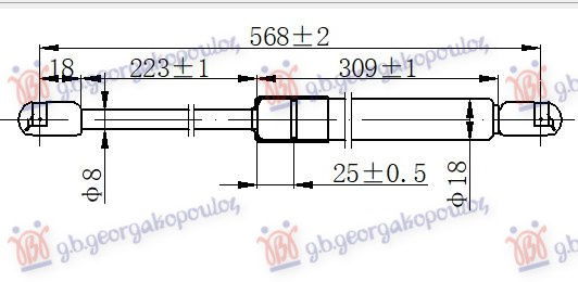 Amortizues (një) për derën e bagazhit 3 dyer (568L-360N)