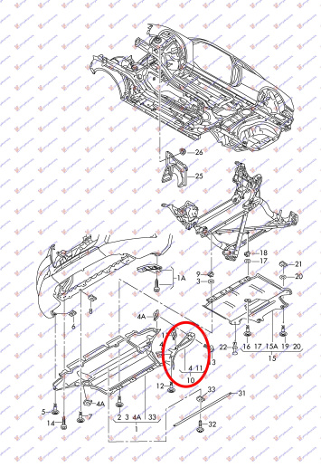 Mbrojtje/kapak nën motor (anësorë)