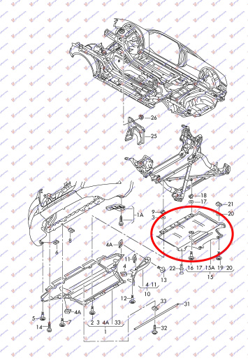 Mbrojtje/kapak nën motor (pjesa e pasme)