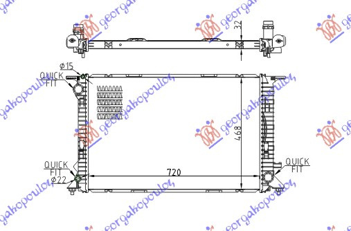 Radiator për motor 2.7 TDi-3.0 TDi/3.0 TFSi-3.2 FSI/S5-3.0 TFSi (marsh manual) (72x47)