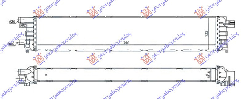 Radiator shtesë për motor 3.0 TFSI/SQ5 benzinë 2.0 Tdi dizel (720x132x55) (MAHLE BEHR PREMIUM LINE)