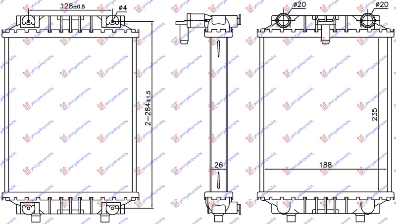 Radiator shtesë për motor 3.0 TFSI (marsh manual/automatik) (23,5x18,8x2,6)