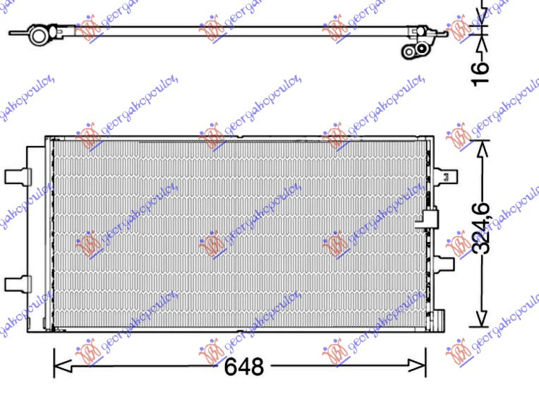 Radiator i kondicionerit benzinë/dizel (650x325x16)