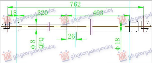 Amortizues (një) për kofano (762L-340N)