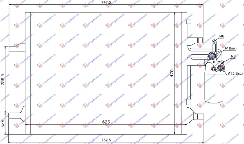 Radiator i kondicionerit 2.0 T4/3.0 T6 benzinë 2.0 D/2.4 D5 dizel (580x470x16)