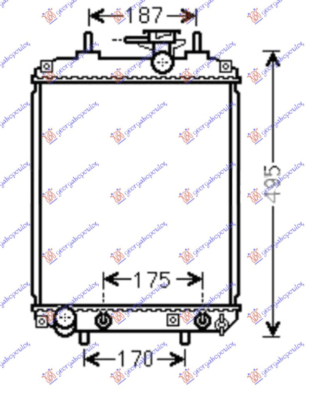 Radiator për motor 1.0-1.3-1.5 benzinë (marsh manual/automatik) (400x310)