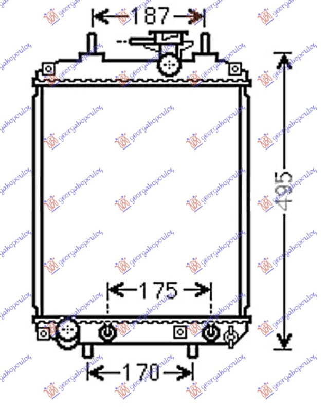 Radiator për motor 1.0-1.3-1.5 benzinë (marsh manual/automatik) (400x310) (KOYO)