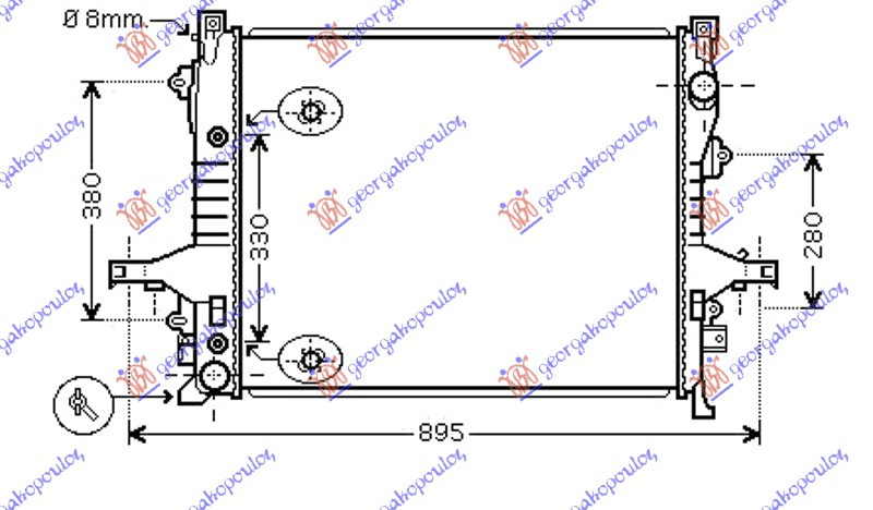 Radiator për motor benzinë - dizel (marsh manual/automatik)M. (620x530x32)