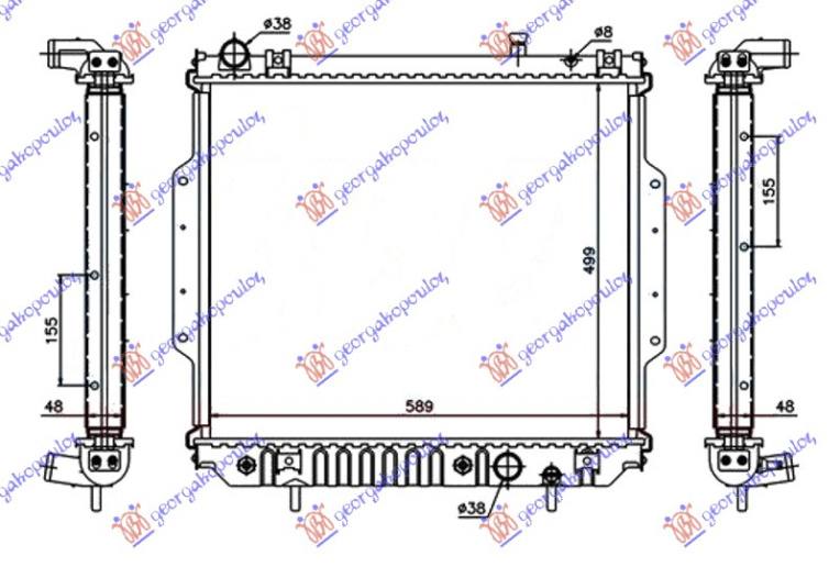 Radiator për motor 2.7 CRD dizel (marsh automatik) (500x588x48)