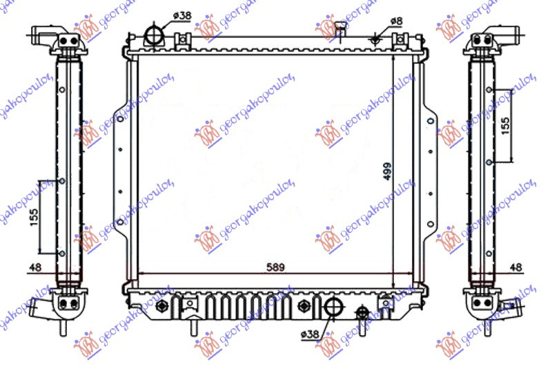 Radiator për motor 2.7 CRD dizel (marsh automatik) (500x588x48)