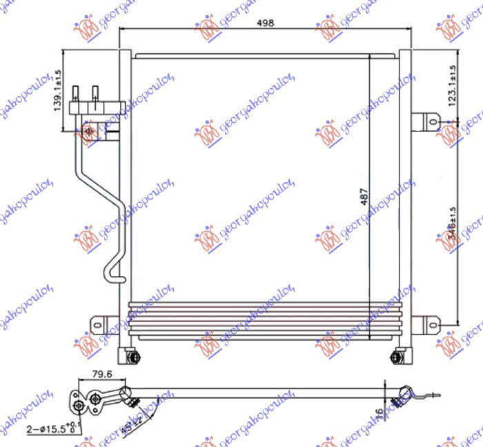 Radiator i kondicionerit 2.5-2.8 CRD dizel (marsh automatik) 05- (460x480x16)
