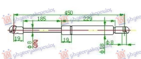 Amortizues (një) për xhamin e pasëm të bagazhit (452L-125N)