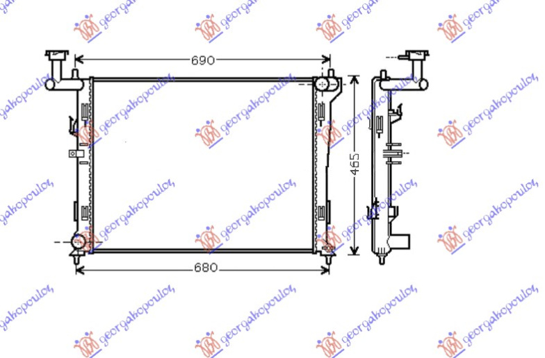 Radiator për motor 1.4-1.6-2.0 benzinë (marsh manual) (600x440x16)