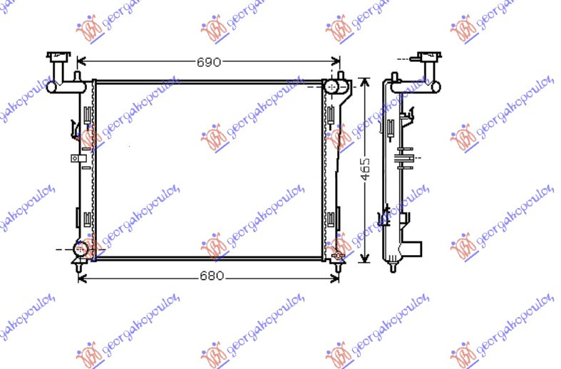 Radiator për motor 1.4-1.6-2.0 benzinë (marsh manual) (600x440x16) (KOYO)