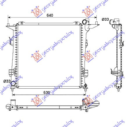 Radiator për motor 2.0 CRDi dizel (450x440x16)