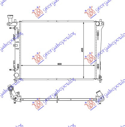 Radiator për motor 1.4-1.6-2.0 benzinë (marsh automatik) (600x440x16) (KOYO)