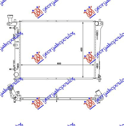Radiator për motor 1.4-1.6-2.0 benzinë (marsh automatik) (600x440x160) (MAHLE BEHR)