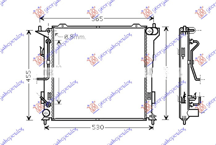 Radiator për motor 1.6 CRDi dizel (marsh automatik) (450x450x26)