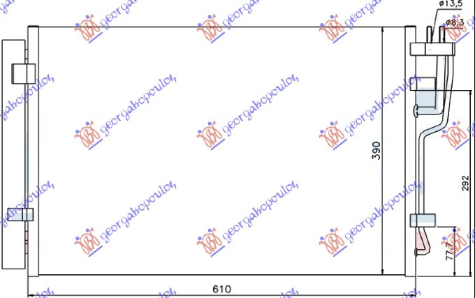 Radiator i kondicionerit për të gjithë modelet benzinë (570X390X16)