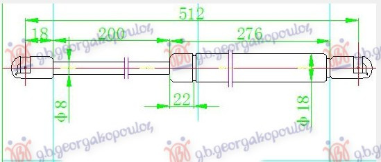 Amortizues (një) për derën e bagazhit karavan (513L-460N)