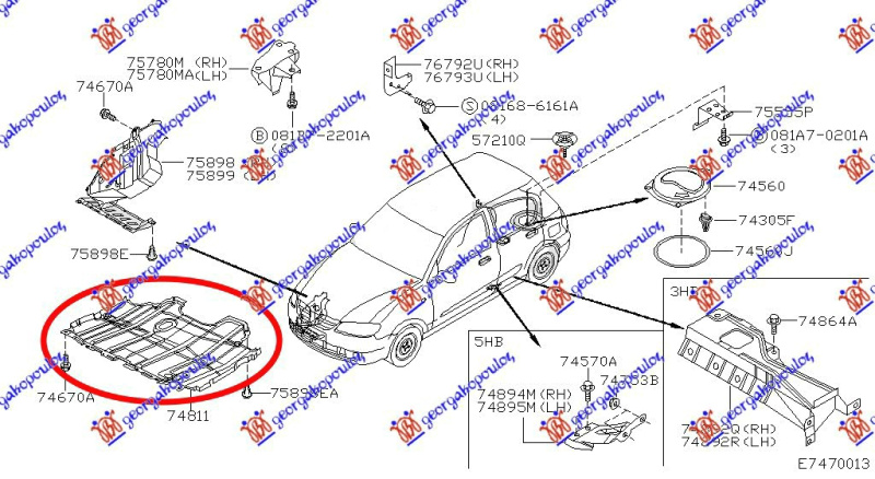 Mbrojtje/kapak nën motor dizel plastik