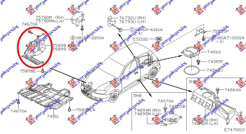 Mbrojtje/kapak nën motor plastik