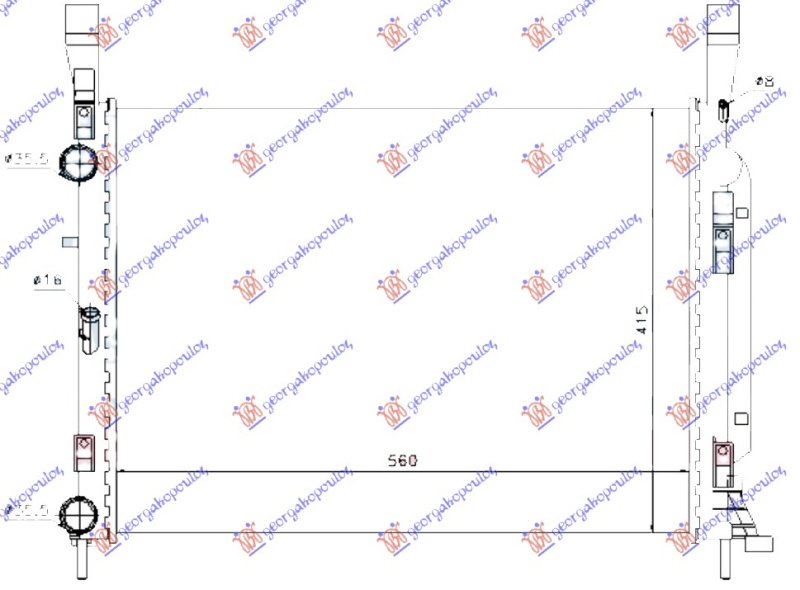 Radiator për motor 1.6i 16V-1.5 DCi (56x41x23) (MAHLE BEHR)
