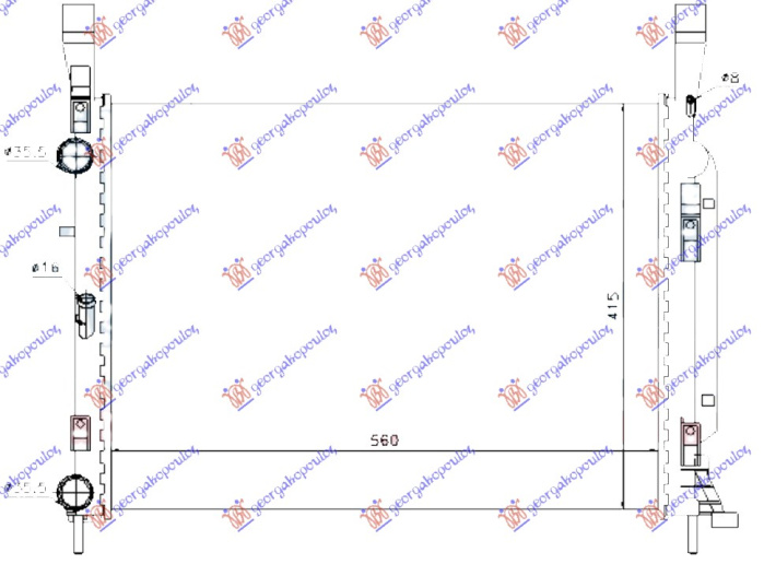 Radiator për motor 1.6i 16V-1.5 DCi (56x41x23) (MAHLE BEHR)