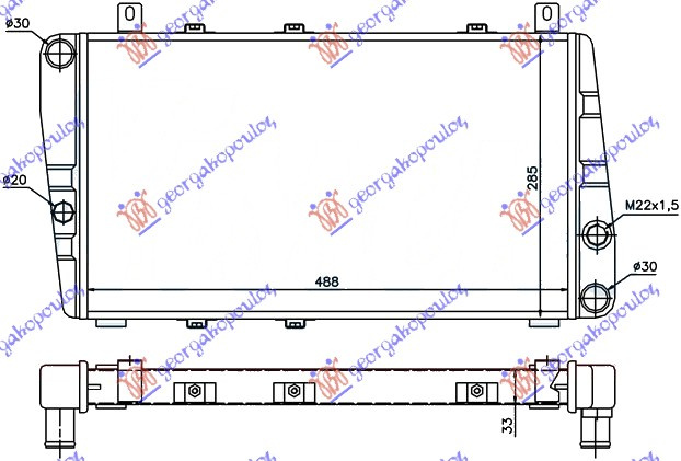 Radiator për motor 1.3 (pa kondicioner) (49x28)