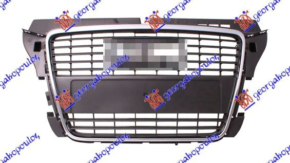 Maskë pvc/grilë e argjendtë gri me kornizë krom