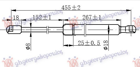 Amortizues (një) për xhamin e pasëm të bagazhit (455L-200N)