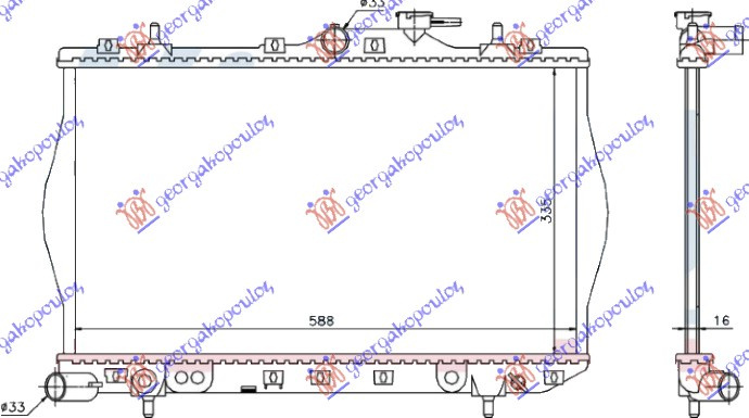Radiator për motor 1.3-1.5 12V (me/pa kondicioner) (33x60)