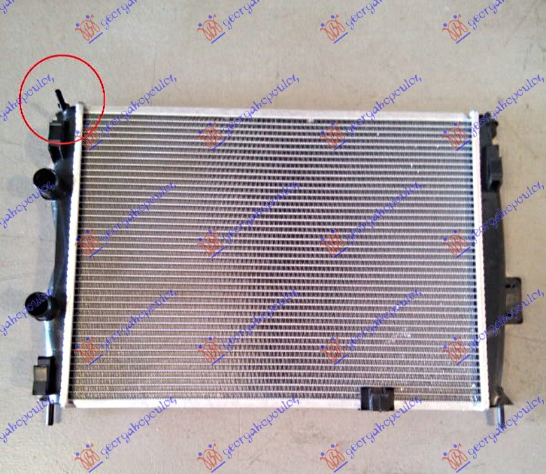 Radiator për motor 1.6-2.0 benzinë (590x450x26) (tubë ana e majtë)