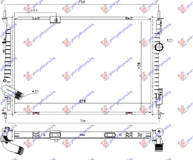 Radiator për motor 1.6 DCi (62.8x42.8x32) (MAHLE BEHR)