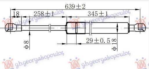 Amortizues (një) për derën e bagazhit (640L-465N)