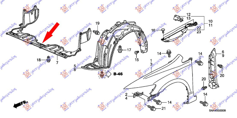 Mbrojtje/kapak nën motor plastik