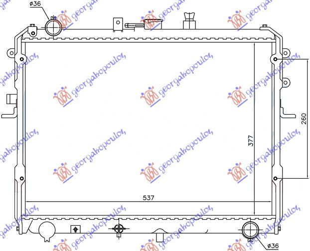 Radiator për motor 2.200 dizel (34.8x56.9x32)
