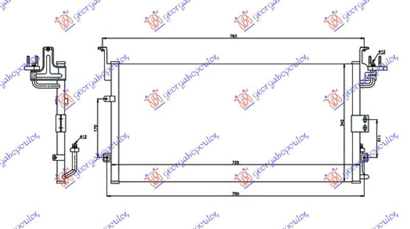 Radiator i kondicionerit (720x340x16)