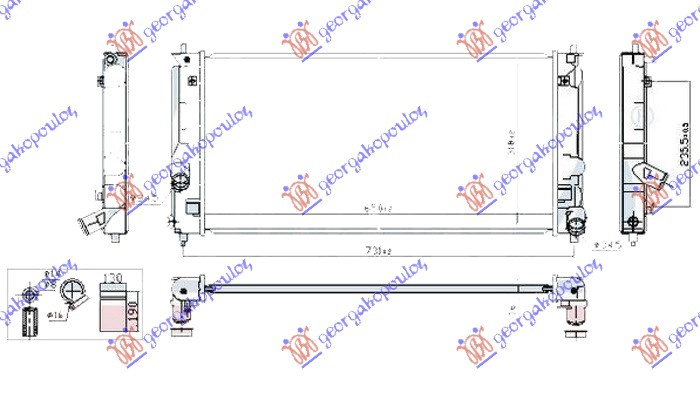 Radiator për motor 1,8 16V VVTI (65x31,8)