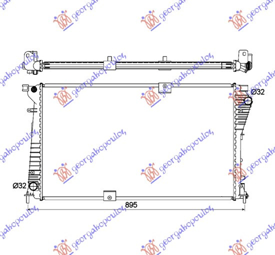 Radiator për motor 2.0 CDTi -2.5 DTi dizel (780x450x26) tubë diagonale (me start stop sistem)