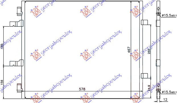 Radiator i kondicionerit 2.0 DCi (55x46) tubëi i majtë