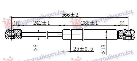 Amortizues (një) për derën e bagazhit karavan (625L-360N)