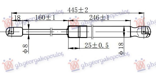 Amortizues (një) për derën e bagazhit (445L-420N)