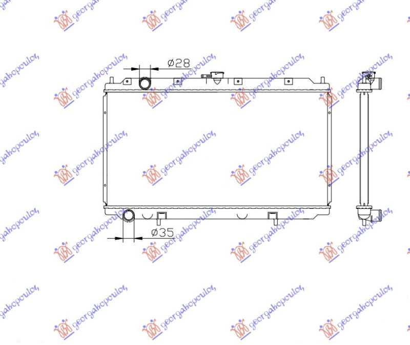 Radiator për motor 1.6-1.8i 16V (36x69.8)