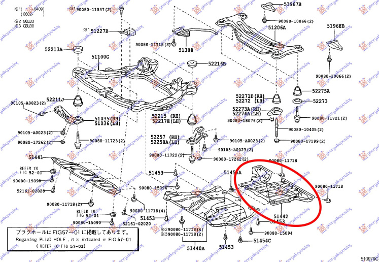 Mbrojtje/kapak nën motor (pjesa e pasme)