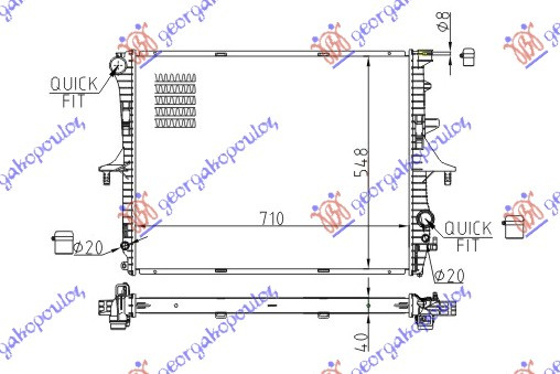 Radiator për motor të gjitha modelet benzinë/dizel (marsh manual/automatik) (me/pa kondicioner) (71x55) (MAHLE BEHR PREMIUM LINE)