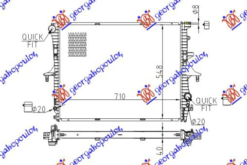 Radiator për motor të gjitha modelet benzinë/dizel (marsh manual/automatik) (me/pa kondicioner) (71x55) (MAHLE BEHR)
