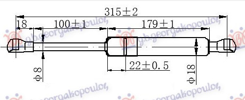 Amortizues (një) për xhamin e pasëm të bagazhit (315L-550N)