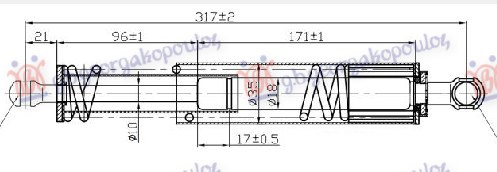 Amortizues (një) për derën e bagazhit me amortizues shtesë (një) (317L-2010N)